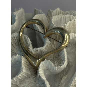 925 Sterling Silver Heart Brooch Length 1.90 inch