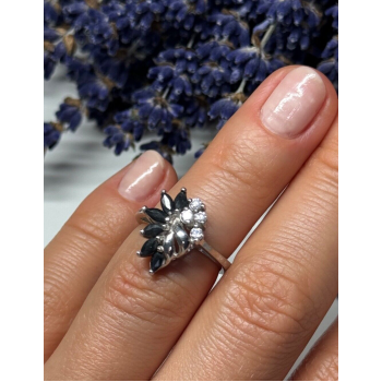 925 Sterling Silver Sapphire & Beryl Ring Size 4.5