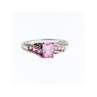 10K WHITE GOLD  PINK TOPAZ & DIAMONDS RING SIZE 7