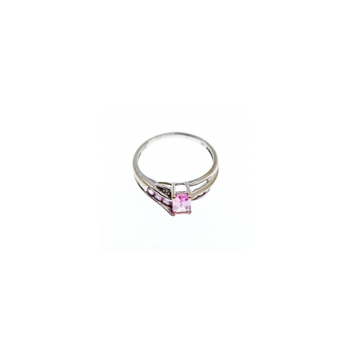 10K WHITE GOLD  PINK TOPAZ & DIAMONDS RING SIZE 7