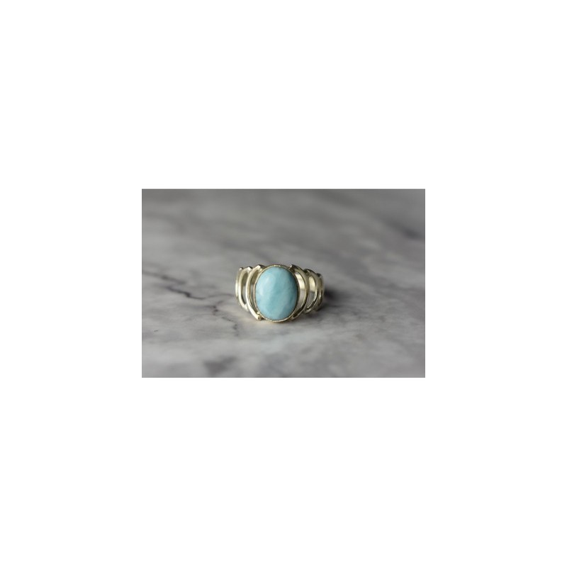 925 Sterling Silver Larimar Ring Size 7