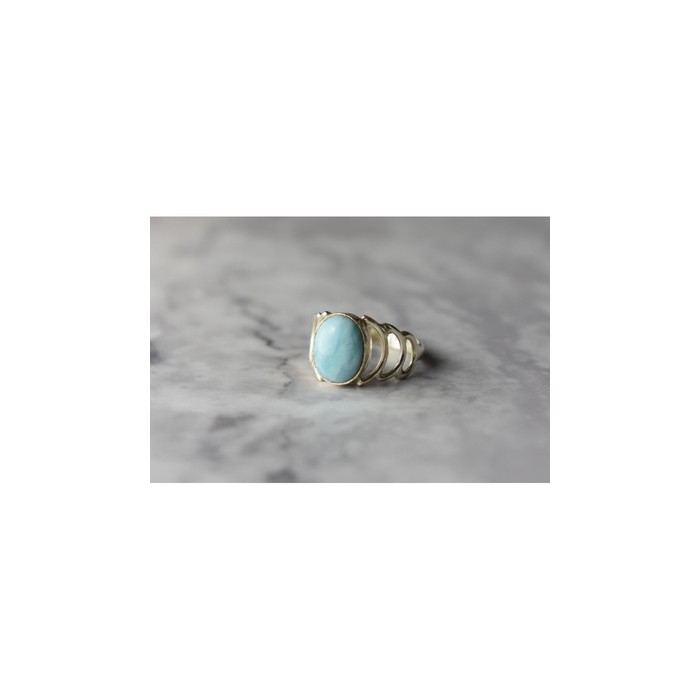 925 Sterling Silver Larimar Ring Size 7