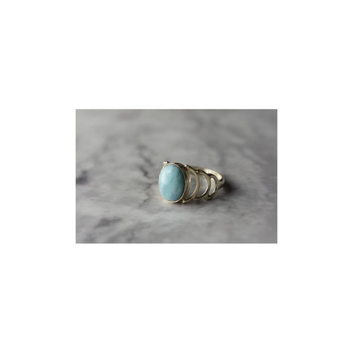 925 Sterling Silver Larimar Ring Size 7