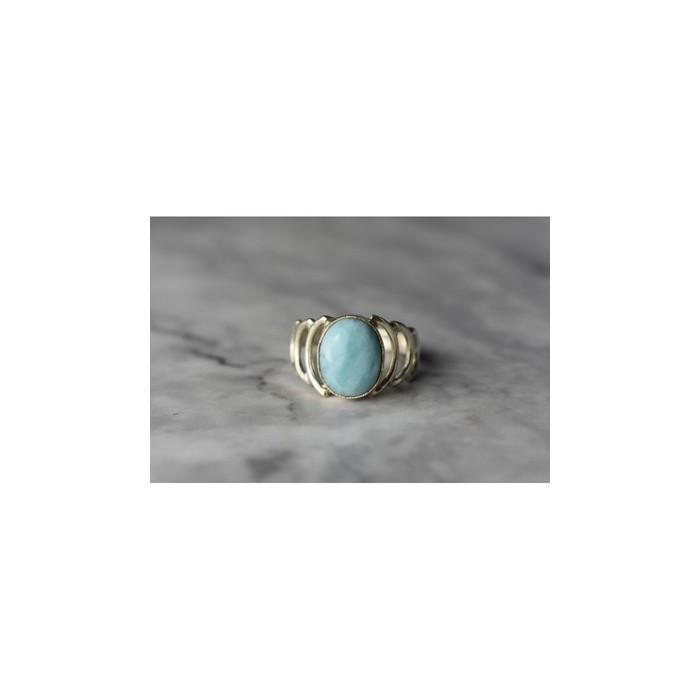 925 Sterling Silver Larimar Ring Size 7