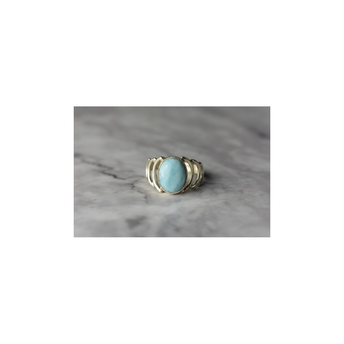 925 Sterling Silver Larimar Ring Size 7