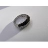 925 Sterling Silver Black & White Spinel Ring Size 6