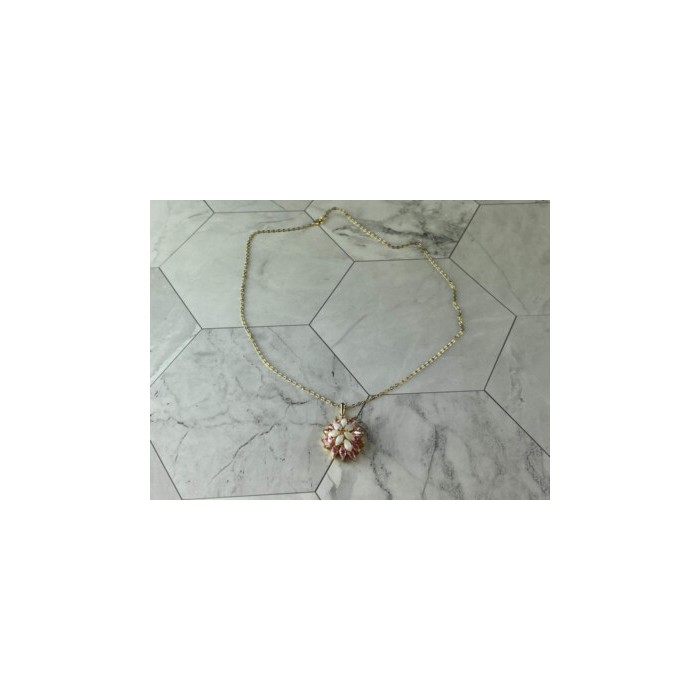 925 STERLING SILVER GOLD PLATED OPAL & MORGANITE CHAIN WITH PENDANT