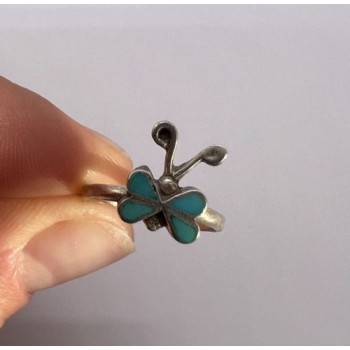 925 Sterling Silver & Turquoise Butterfly Ring Size 4