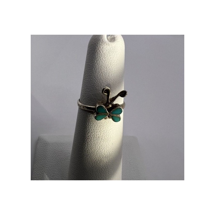 925 Sterling Silver & Turquoise Butterfly Ring Size 4