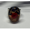 925 Sterling Silver With Natural Flowers In Epoxy Resin Ring Size 5
