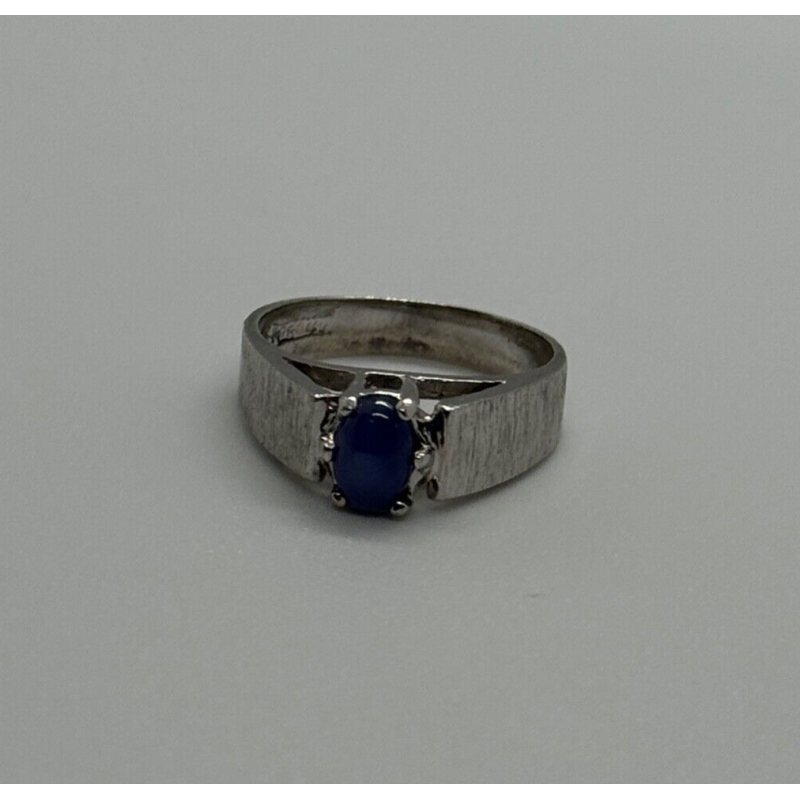 925 Sterling Silver Blue Star Sapphire Ring Size 4