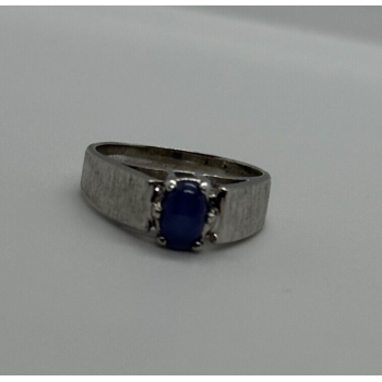 925 Sterling Silver Blue Star Sapphire Ring Size 4