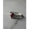 925 Sterling Silver Rubellite & CZ Ring Size 9