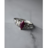925 Sterling Silver Rubellite & CZ Ring Size 9