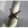 925 Sterling Silver Ring criss Cross With CZ & Gold Plated Size 7