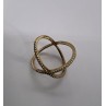 925 Sterling Silver Ring criss Cross With CZ & Gold Plated Size 7