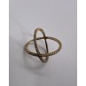 925 Sterling Silver Ring criss Cross With CZ & Gold Plated Size 7