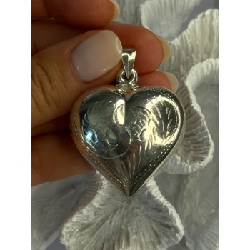 925 Sterling Silver Heart Locket Pendant Length 2 inch