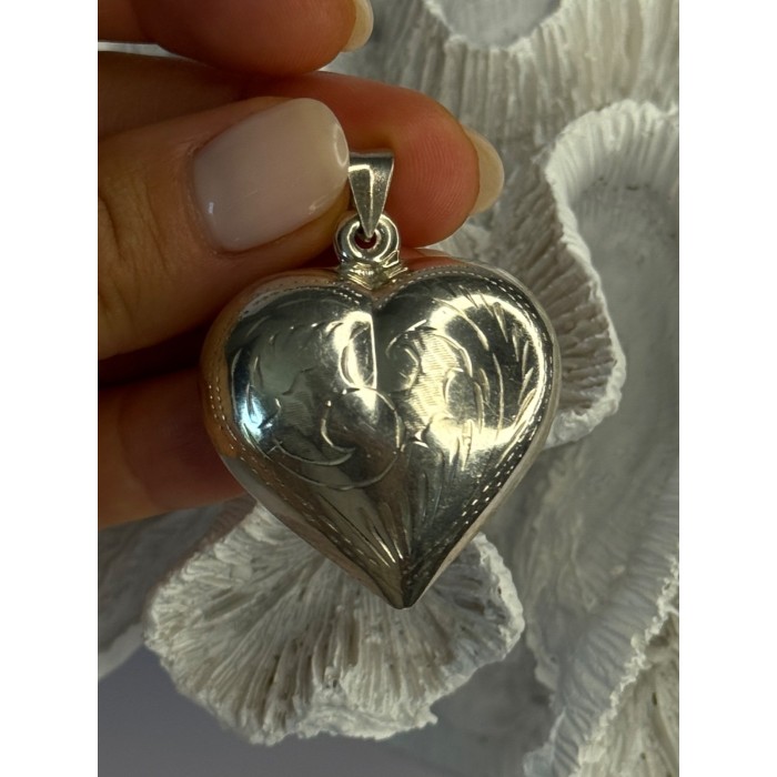 925 Sterling Silver Heart Locket Pendant Length 2 inch