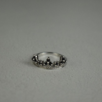 925 Sterling Silver Black Nephrite & Colorless Topaz 