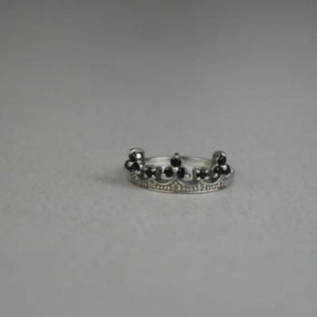 925 Sterling Silver Black Nephrite & Colorless Topaz 