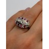 14K WHITE GOLD WHITE & PINK TOPAZ  RING SIZE 5.5