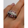 14K WHITE GOLD WHITE & PINK TOPAZ  RING SIZE 5.5