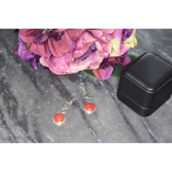 925 Sterling Silver Red Jasper Earrings