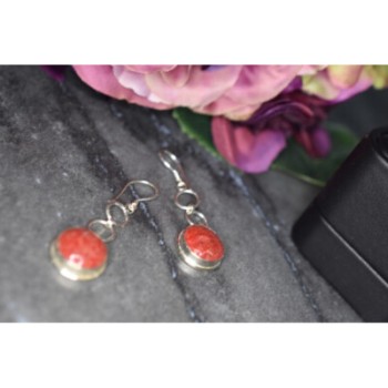 925 Sterling Silver Red Jasper Earrings