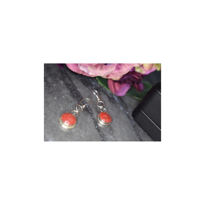 925 Sterling Silver Red Jasper Earrings