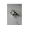 925 Sterling Silver Blue Spinel Openwork Ring Size 8.5
