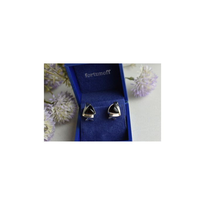 925 STERLING SILVER BLACK NEPHRITE EARRINGS