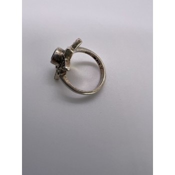 925 Sterling Silver Amethyst & Marcasite Ring Size 5