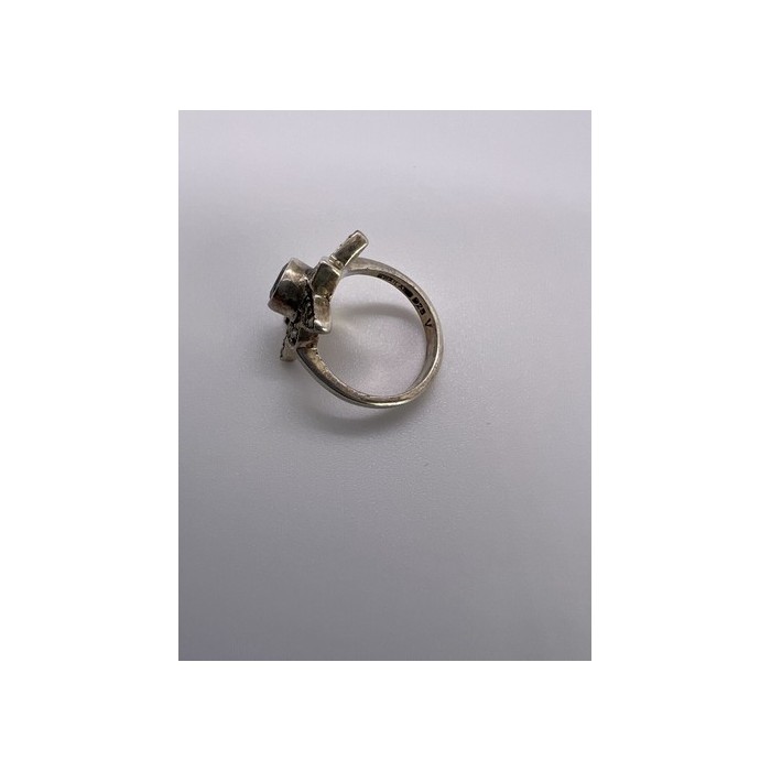 925 Sterling Silver Amethyst & Marcasite Ring Size 5