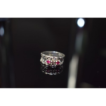 925 Sterling Silver Pink Topaz & Amethyst Ring Size 6.5