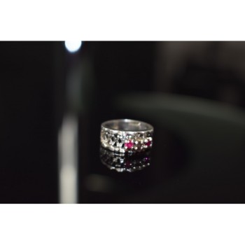 925 Sterling Silver Pink Topaz & Amethyst Ring Size 6.5