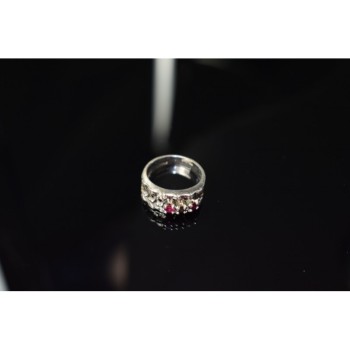 925 Sterling Silver Pink Topaz & Amethyst Ring Size 6.5