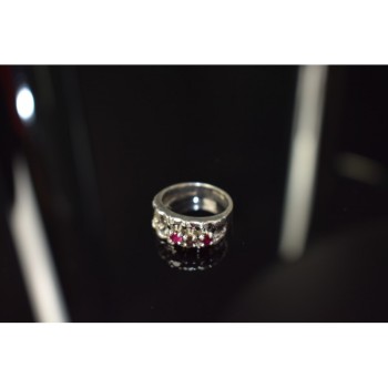 925 Sterling Silver Pink Topaz & Amethyst Ring Size 6.5