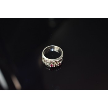 925 Sterling Silver Pink Topaz & Amethyst Ring Size 6.5