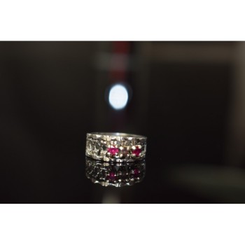 925 Sterling Silver Pink Topaz & Amethyst Ring Size 6.5