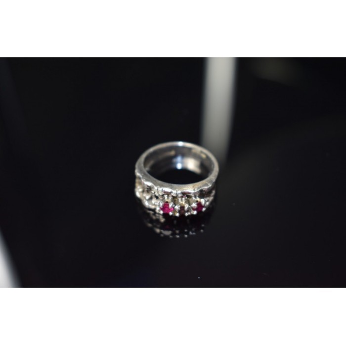 925 Sterling Silver Pink Topaz & Amethyst Ring Size 6.5