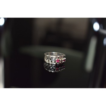 925 Sterling Silver Pink Topaz & Amethyst Ring Size 6.5