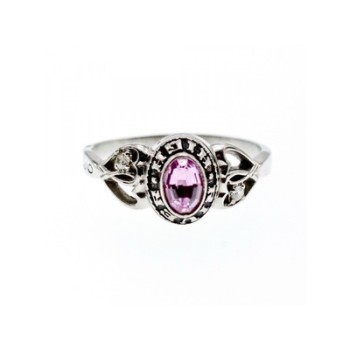 925 Sterling Silver Pink Topaz & Goshenite Ring Size 9.5