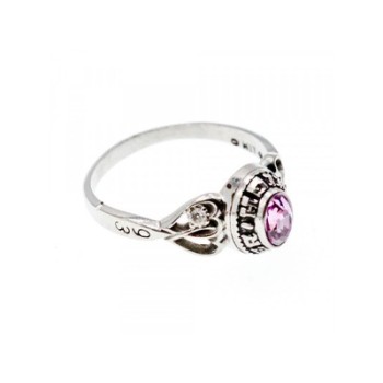 925 Sterling Silver Pink Topaz & Goshenite Ring Size 9.5