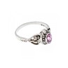 925 Sterling Silver Pink Topaz & Goshenite Ring Size 9.5