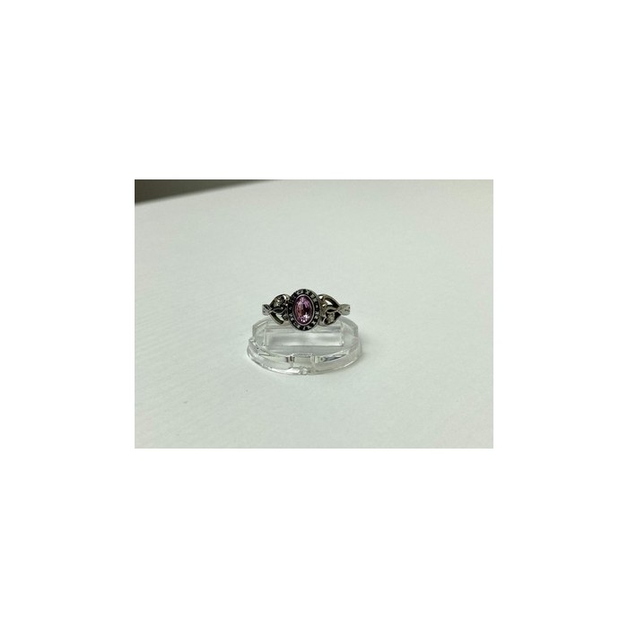 925 Sterling Silver Pink Topaz & Goshenite Ring Size 9.5