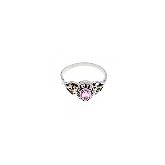 925 Sterling Silver Pink Topaz & Goshenite Ring Size 9.5