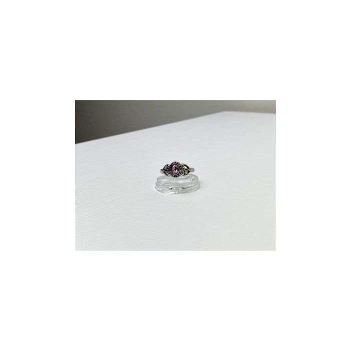 925 Sterling Silver Pink Topaz & Goshenite Ring Size 9.5