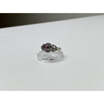 925 Sterling Silver Pink Topaz & Goshenite Ring Size 9.5