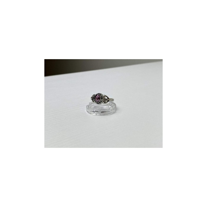 925 Sterling Silver Pink Topaz & Goshenite Ring Size 9.5